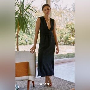 Sunday in Brooklyn Plunge Side-Slit Dress in Black